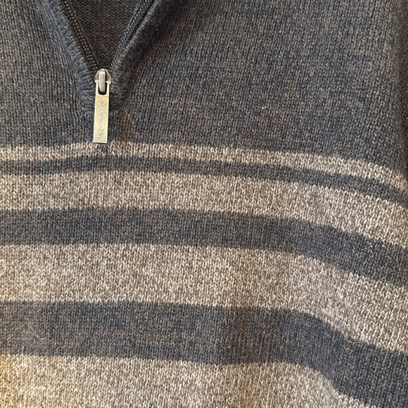 Columbia Brown Quarter Zip Ramie Blend Sweater Men’s Size Large - Picture 4 of 6